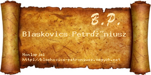Blaskovics Petróniusz névjegykártya